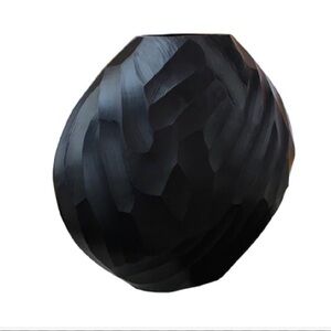 14" Hammered Matt Black Aluminum Decorative Vase